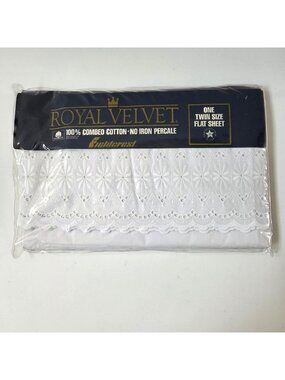 Vintage Fieldcrest Royal Velvet White Renaissance Lace Twin Flat Sheet NEW